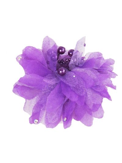 Lila organza haarspeld met parels