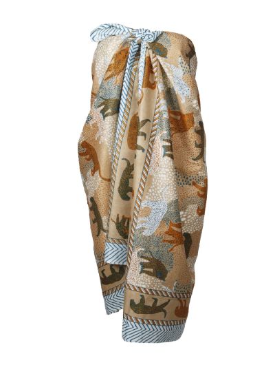 Liz sarong met luipaard print in beige
