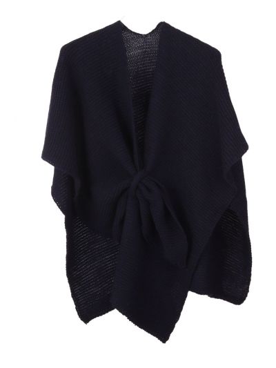 Alpaca-blend omslagdoek in marineblauw met lus 