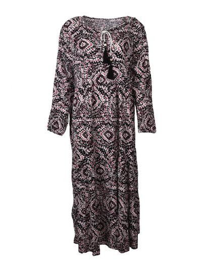 Maxi-jurk met marineblauwe en roze floralprint