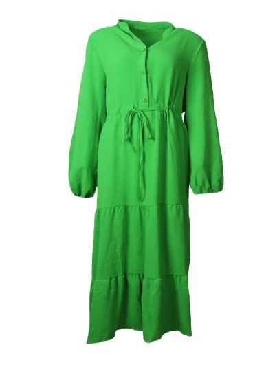 Effen appelgroene maxi-jurk 