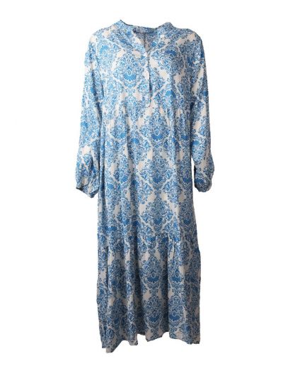 Maxi-jurk met klassieke ornament print in lichtblauw