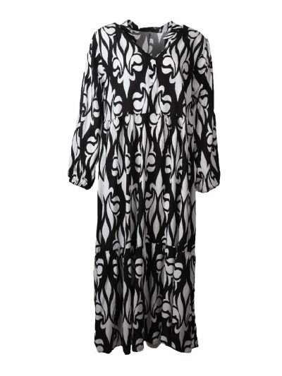 Maxi-jurk met een Franse lelie motief in wit