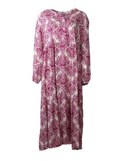 Maxi-jurk met klassieke ornament print in framboosrood
