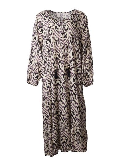 Strandjurk met aquarel print in paars 