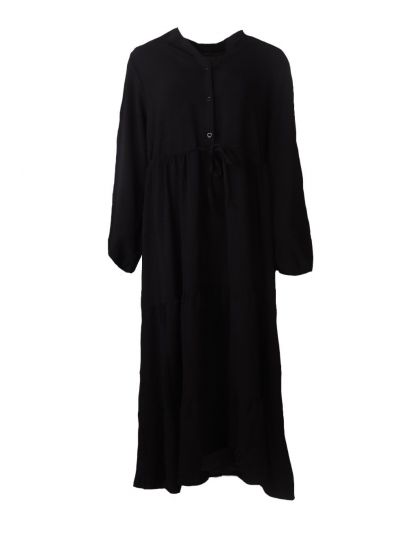 Effen zwarte maxi-jurk 