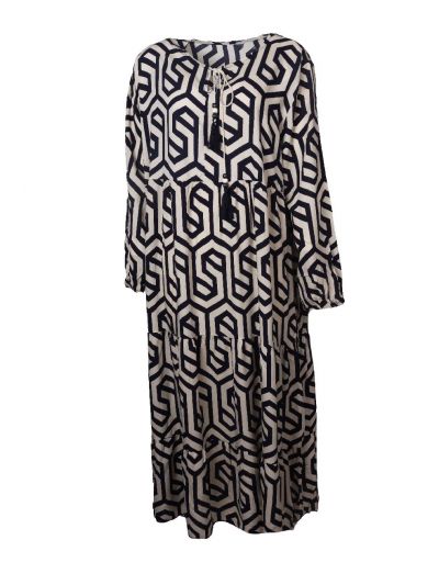 Maxijurk met ornament print in marineblauw