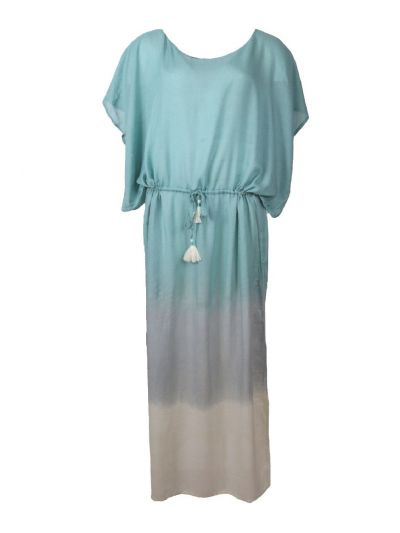 Lange kaftan in mintgroen met kleurverloop
