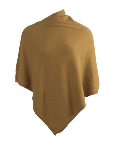 Kasjmier-blend poncho in de kleur mosterd