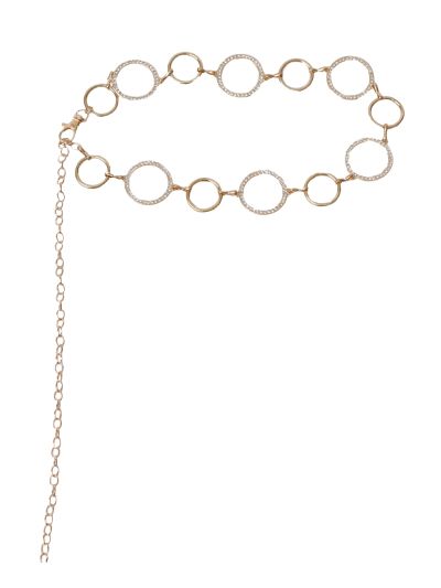 Chain belt met ronde schakels en strass