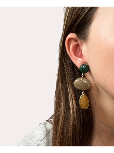 Leila oorbellen met natuurstenen 