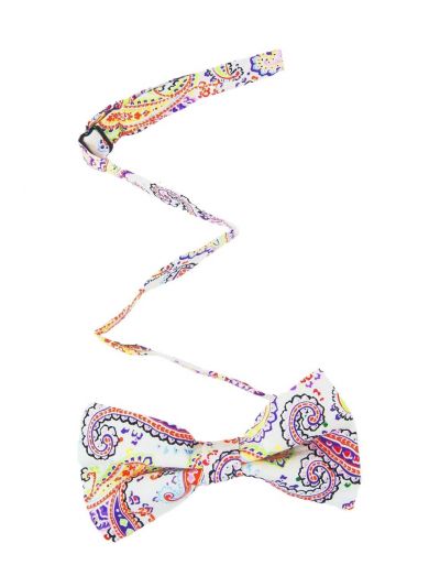 Off white vlinderstrik met paisley design