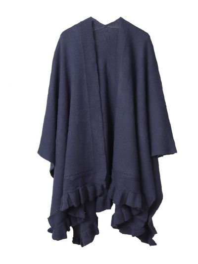 Omslagdoek in donkerjeans met volant rand