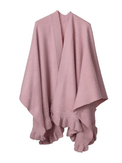 Omslagdoek in oudroze met volant rand