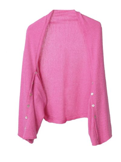 Bolero / poncho van kasjmier blend in zuurstokroze