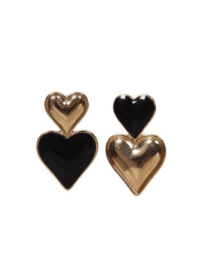 Hartjes oorbellen in goud en zwart