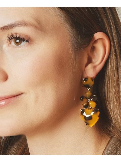 Bloem oorbellen met leopard