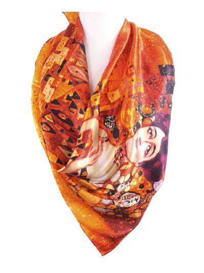 Vierkante sjaal met print van ''Portret van Adèle Bloch-Bauer I'' van Gustav Klimt
