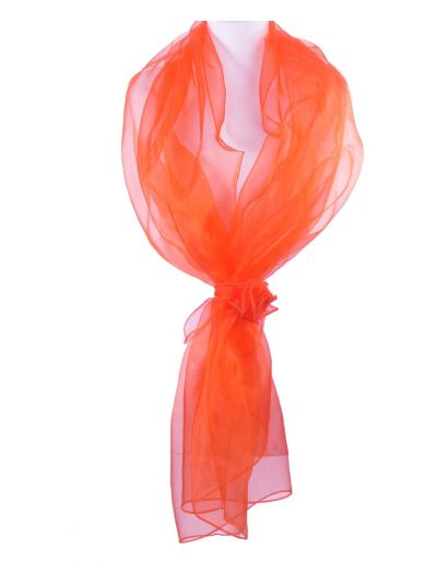 Helder oranje organza stola met corsage