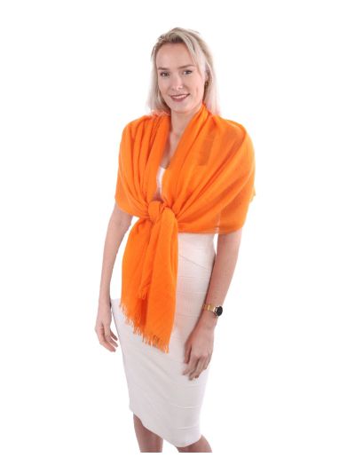 Oranje stola/sjaal van 100% kasjmier