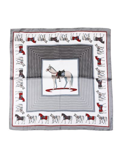 Vierkant satijnen sjaaltje met paardenprint