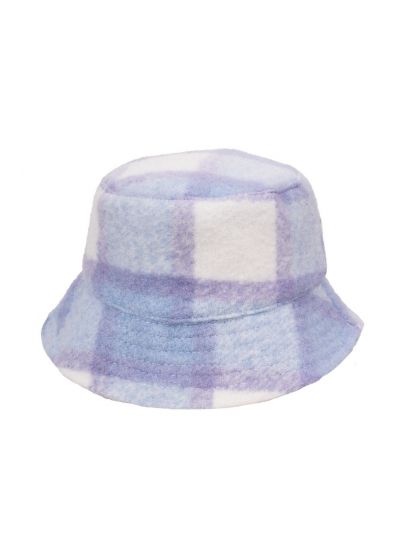 Bucket hat met ruiten in lila en lavendel