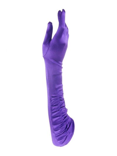 Paarse lycra satijnen gesmokte party / avondhandschoenen