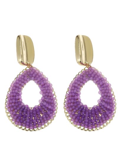 Statement oorbellen met paarse strassdetails