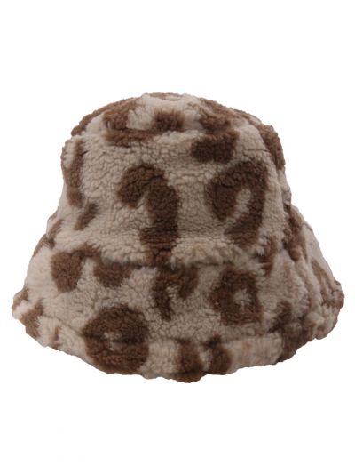 Teddy vissershoedje in lichtbeige met panterprint 