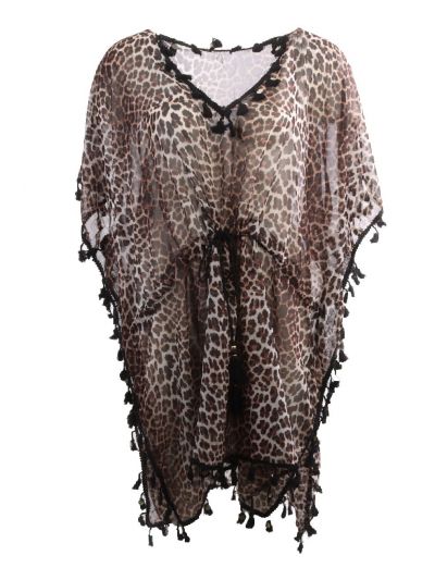 Korte kaftan met panterprint 