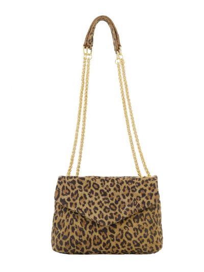 Suède tas met leopardprint