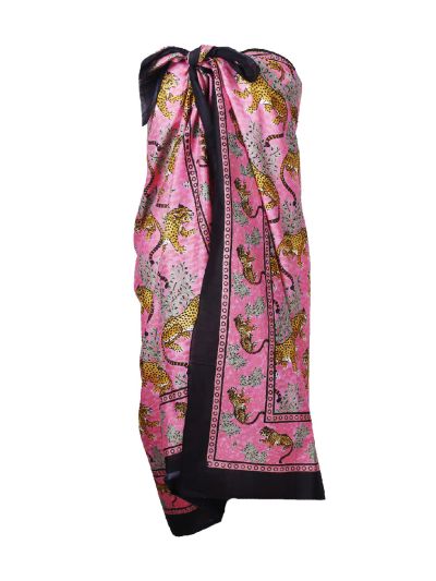 Roze sarong met panterprint