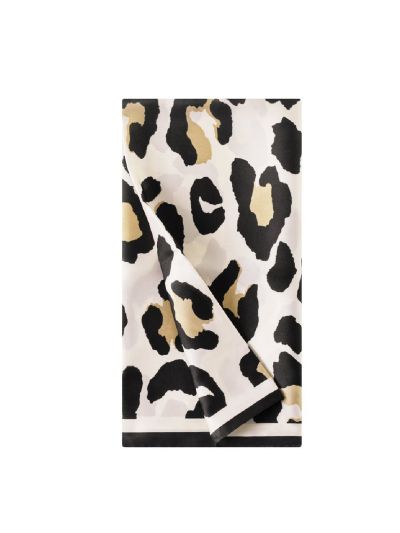Vierkant satijn sjaaltje met luipaardprint – Ivoor