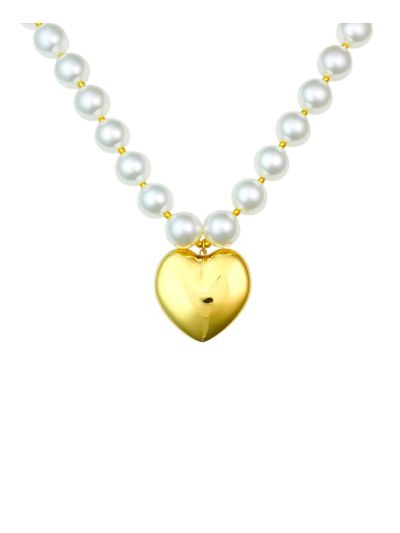 Statement parel kralenketting met hart 