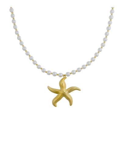Statement parelketting met zeester hanger