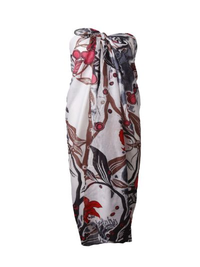 Pareo met bloemenprint in hardroze en rood