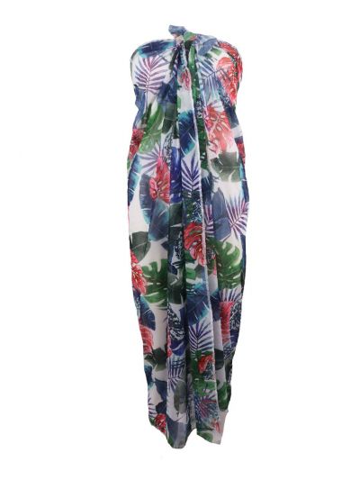 Mesh sarong met tropische priint