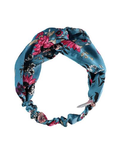 Haarband in petrol met bloemenprint