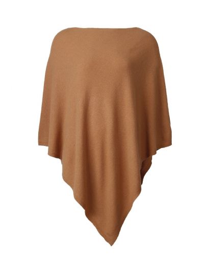 Poncho in kasjmier-blend in camel