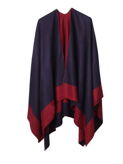 Reversibele omslagdoek in donkerblauw-rood