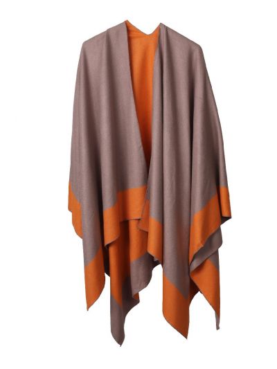 Reversibele omslagdoek in oranje-taupe