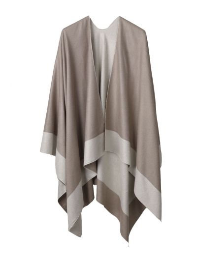 Reversibele omslagdoek in zand en taupe