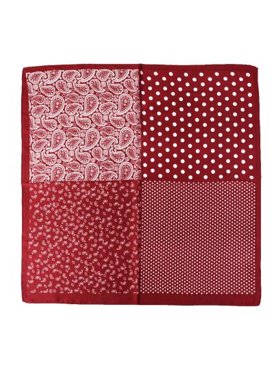 Vierkant sjaaltje met paisley & stippenprint -Bordeaux