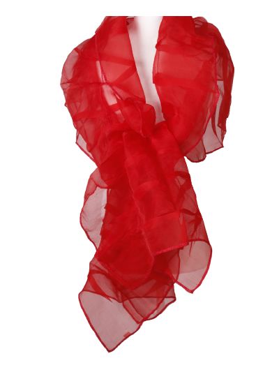 Zijden stola in rood met ruches
