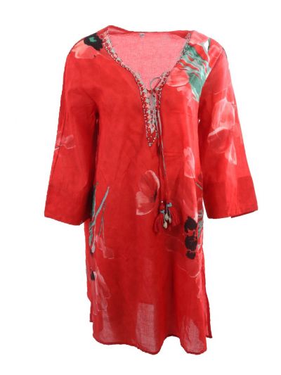 Lange katoenen tuniek in rood