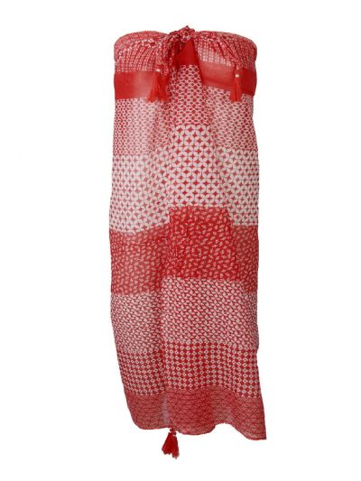 Pareo met diverse prints in koraalrood