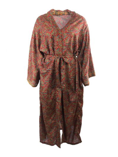 Lange zijde-blend kimono in donkerrood