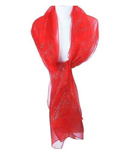 Rode organza stola met lurex