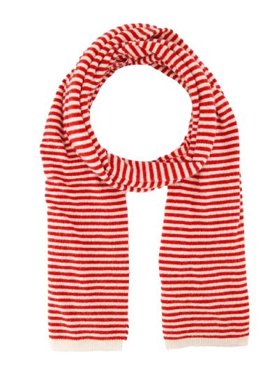 Kasjmier-mix sjaal met rood-witte strepen