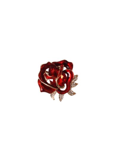 Rode roos broche – met strass